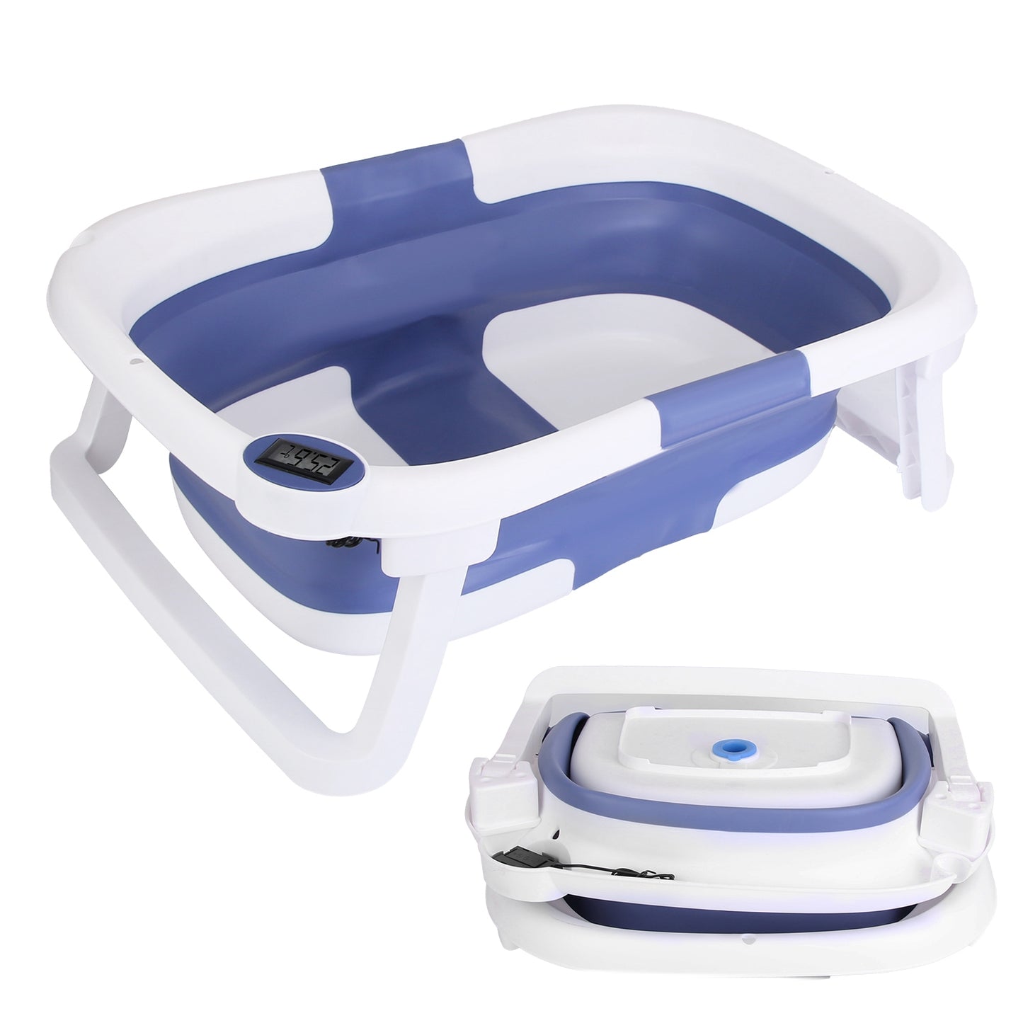 Collapsible Baby Bath Tub with Thermometer | Safe & Foldable Newborn Bath Solution