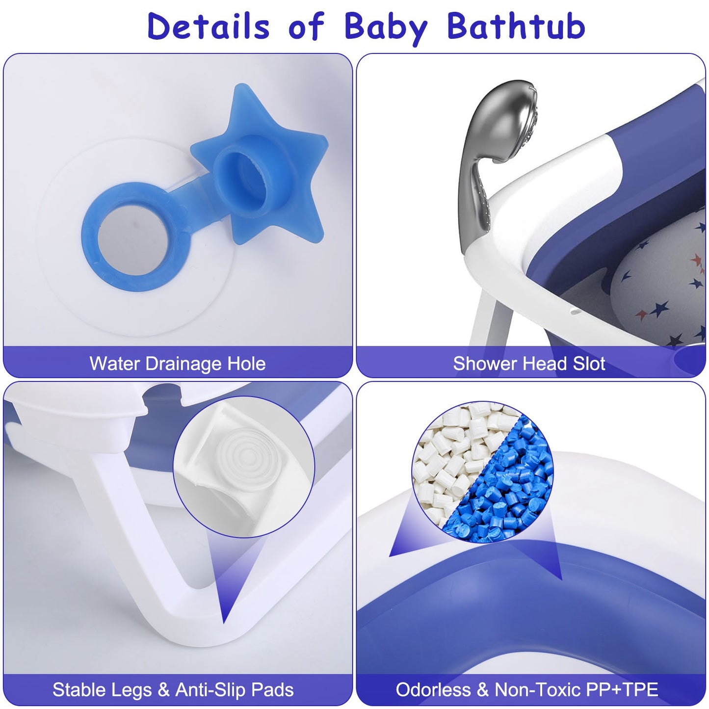 Collapsible Baby Bath Tub with Thermometer | Safe & Foldable Newborn Bath Solution